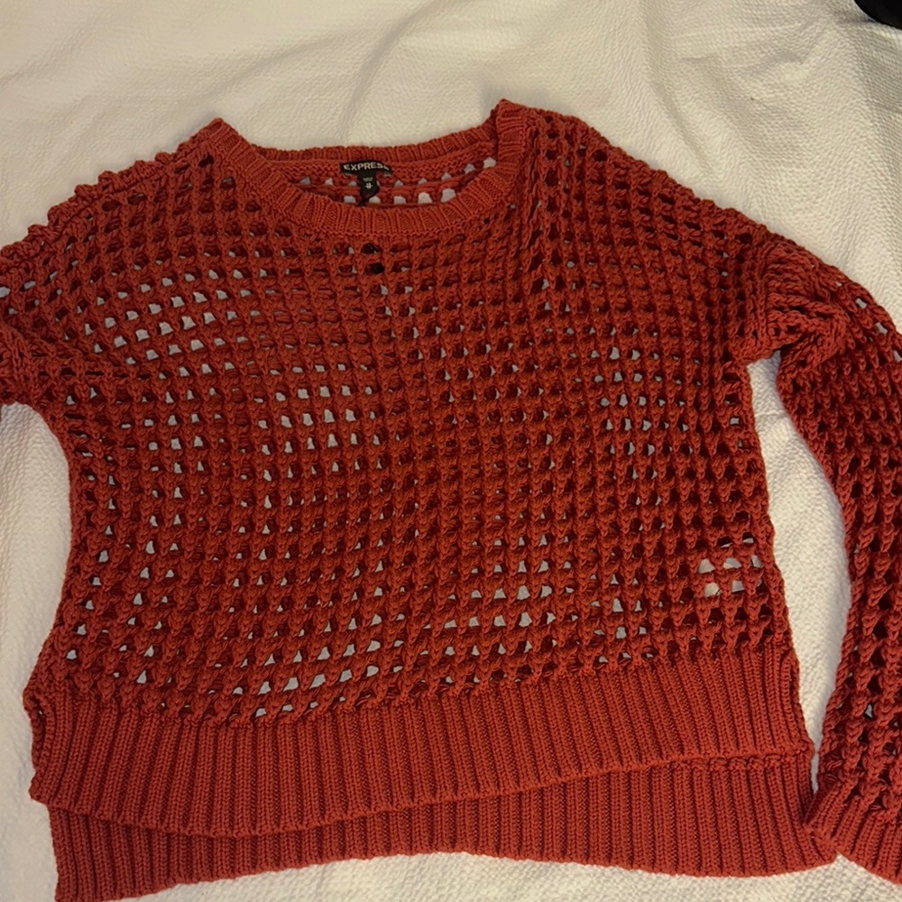 Express open knit Rust colored oversized Sweater Sz XS